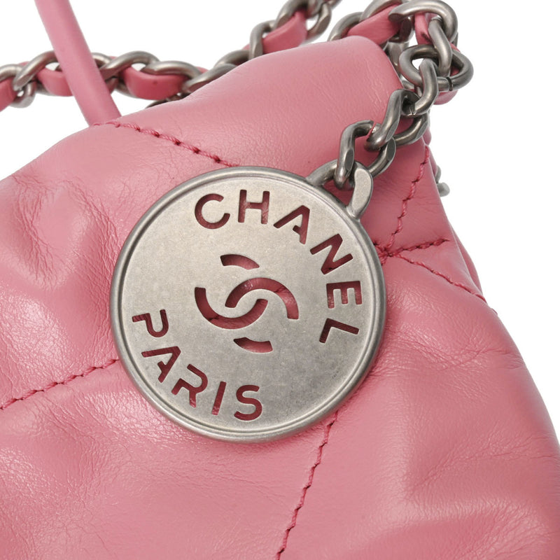 CHANEL 22 Hobo Bag Pink AS3980 Women's Shiny Calf