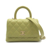 CHANEL Coco Handle Matelasse 2-way Shoulder Bag, Caviar Skin (Grained Calf), Women's, Khaki