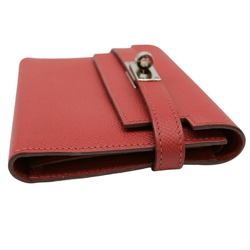 HERMES Kelly Wallet Compact Folding Epsom Leather Vermilion Red #□K