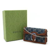 GUCCI Dionysus GG Denim Super Bag Chain Shoulder Tiger Head Navy Brown 476432