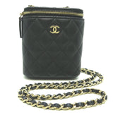 Chanel Matelasse Vanity Chain Shoulder Women's Bag AP1466 Caviar Skin Noir (Black)