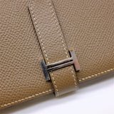 HERMES Bearn Soufflet Long Wallet Epsom Leather Etoupe