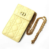 Christian Dior Dior CARO Phone Holder Shoulder Bag Yellow S5105UWHC Chain Ladies