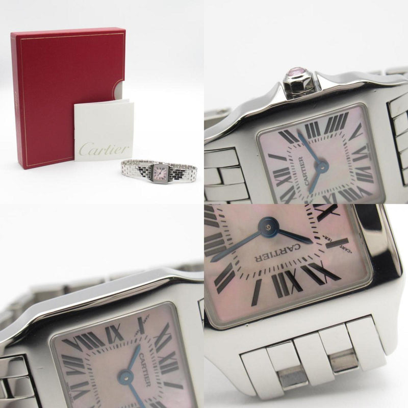 Cartier Santos de SM Watch Stainless Steel Ladies Pink Shell W25075Z5