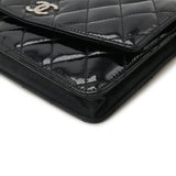 CHANEL Brilliant Matelasse Chain Wallet, Shoulder Pochette, Enamel Leather, Black 8692