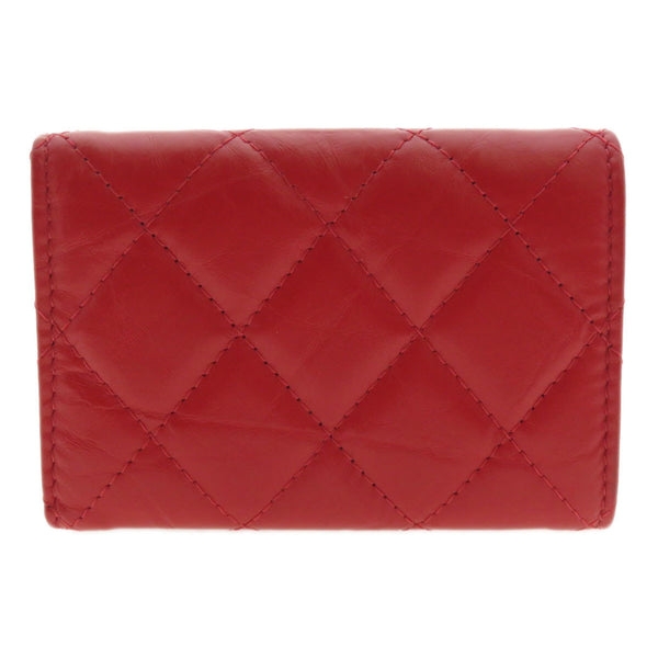 CHANEL Tri-fold Compact Wallet Matelasse Bi-fold Calfskin Women's