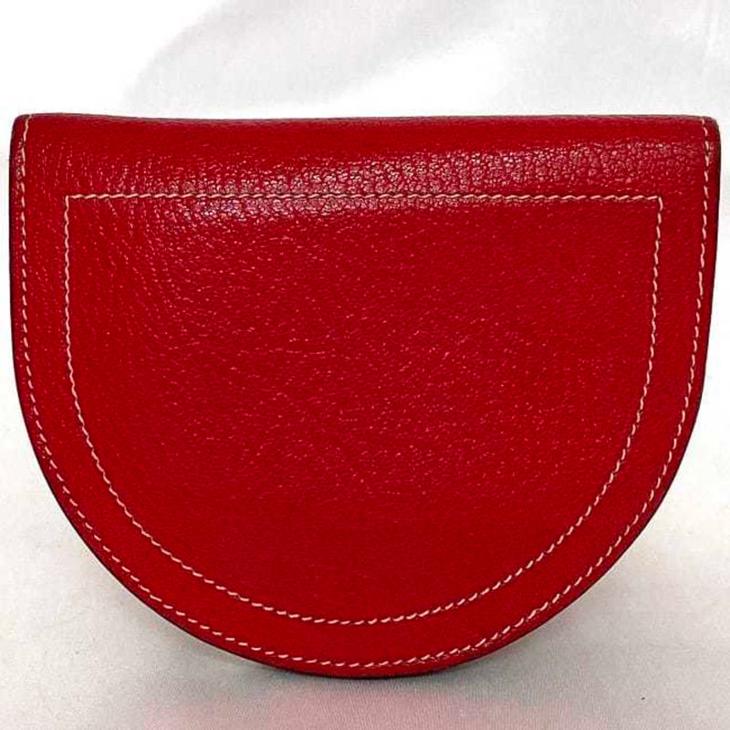 Hermes Bi-fold Wallet Compact Rouge Piment Red In The Loop f-20319 Leather Chevre Mysore HERMES Folding Charm Ladies