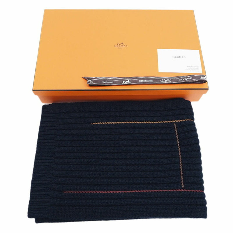 Hermes HERMES Muffler H Torsade Cuir Marine H393827T 01 Men's Short Size