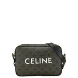 Celine Triomphe Square Shoulder Bag Black Brown PVC Leather Women's CELINE