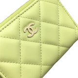 CHANEL Zippy Coin Purse AP0216 Lambskin Light Green Billfold Small Leather Goods Women Men Unisex