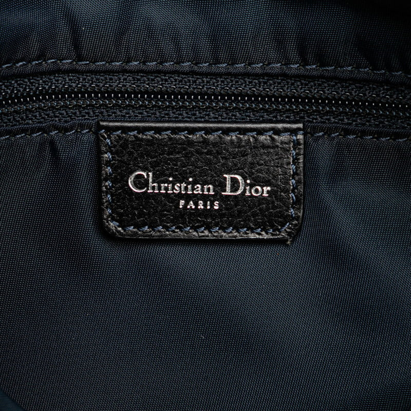 Christian Dior Dior Trotter Saddle Flight Line Shoulder Bag Indigo Blue Orange Canvas Women's