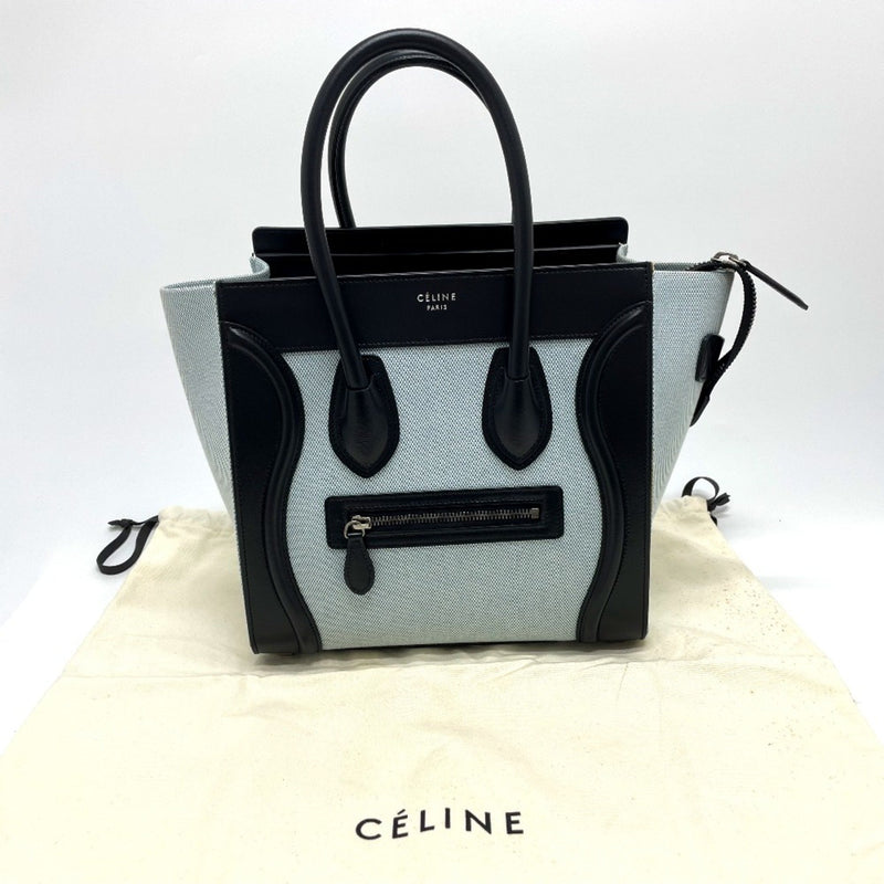 CELINE 167792 Bag Tote Bag Hand Bag Aqua Blue x Black