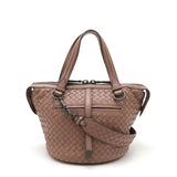 BOTTEGA VENETA Bottega Veneta Intrecciato Tamboura Handbag Shoulder Bag Leather Pink Beige 535263