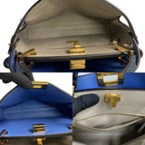 FENDI Peekaboo Iconic Essential Leather 2way Handbag Shoulder Bag Blue 00077