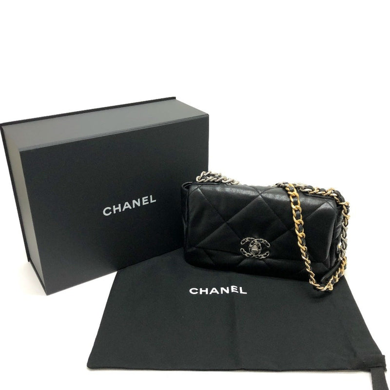 CHANEL AS1160 Disneuf Matelasse Coco Mark CHANEL19 Chain Bag Shoulder Lambskin Women's Black