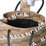 BALENCIAGA Large Bag Allover 693805 Coated Canvas/Leather Beige E-155971