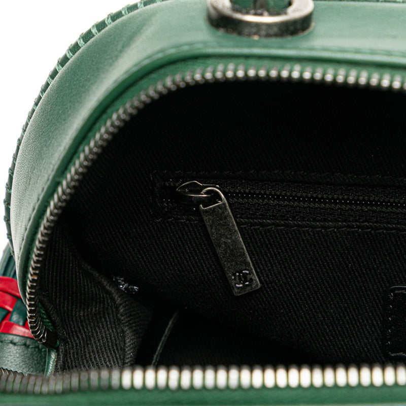 Chanel Coco Mark Boston Bag Shoulder Green Red Leather Women's CHANEL