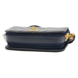 Chanel Matelasse Shoulder Bag Calf Suede Navy AS3396