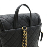 CHANEL CC Filigree Coco Mark Backpack, Caviar Skin Leather, Black A57090