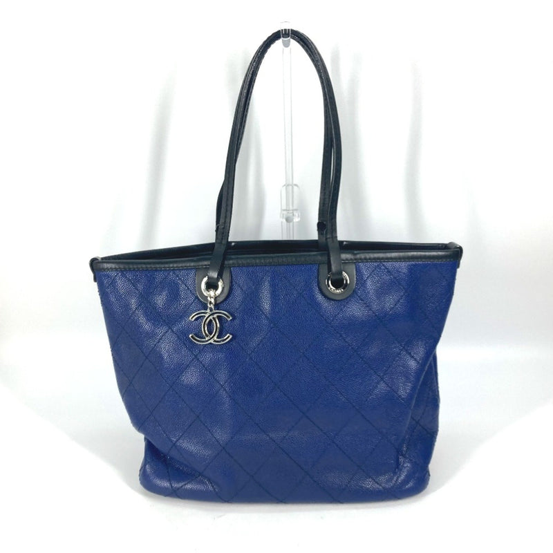 Chanel Matelasse Quilted Shoulder Bag Tote Bag Navy Black