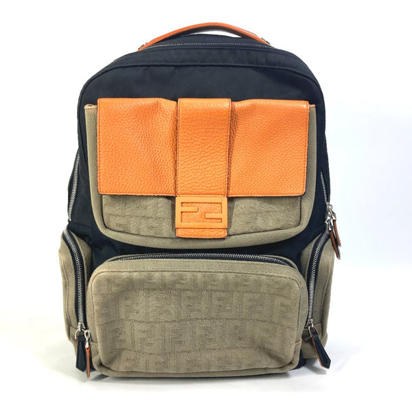 Fendi 7VZ048 Backpack Bag Backpack Black orange x khaki