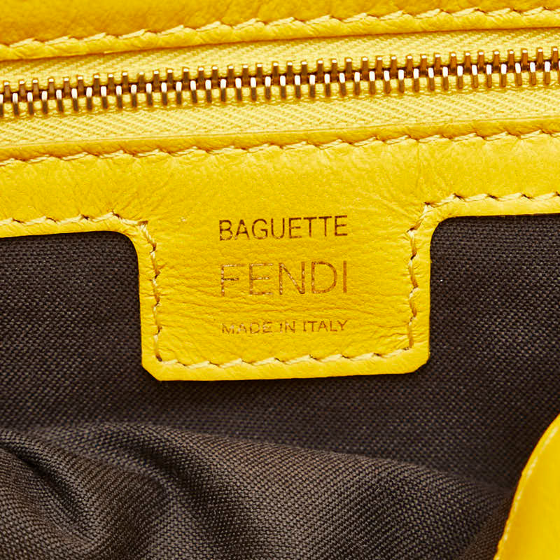 FENDI ZUCCA BAG 8BR600 YELLOW LEATHER WOMEN'S