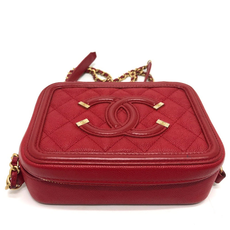 Chanel A84452 CC filigree mini Shoulder Bag Red GoldHardware