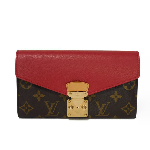 Louis Vuitton LOUIS VUITTON Long Wallet Portefeuille Pallas LV Flower S-Lock Flap Bi-Fold Monogram Cerise M58414 Women's