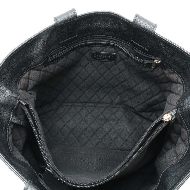 CHANEL Coco Mark Punching Mesh Tote Bag Shoulder Leather Black A33936