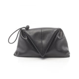 BOTTEGA VENETA Triangle flap clutch bag, leather, women's, black, 622712