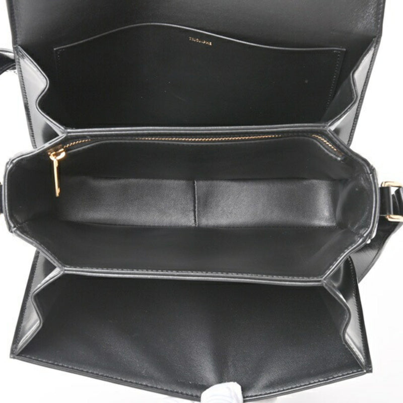 CELINE Classic Triomphe Bag Shoulder 187363BF4.38NO Shiny Calfskin Black E-156520