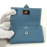 Hermes Business card holder pass case coin purse Wallet Coin Compartment Card Case Blue gene blue SilverHardware