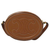 CELINE Bag Women's Shoulder Crossbody Oval Purse Cuile Triomphe Calf Leather Tan Brown Micro