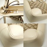 GUCCI 449241 Handbag GG Canvas x Leather Beige Ivory Outlet 251696