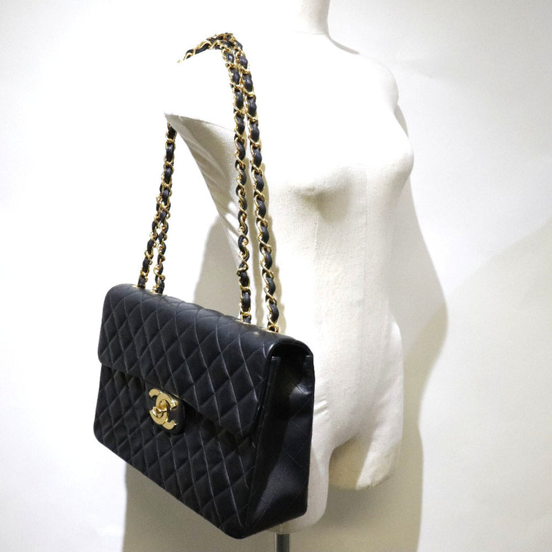 CHANEL Chanel Big Matelasse 34 2WAY Shoulder A01094 Lambskin Black Women's Bag