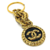 Chanel Coco CC Mark Charm 03A Key ring Gold x Black