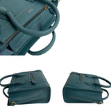 CELINE Luggage Nano Leather 2way Shoulder Bag Handbag Green 66007