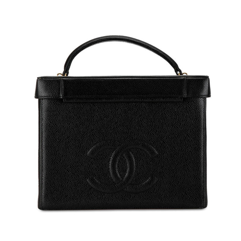 Chanel Coco Mark Handbag Vanity Bag Shoulder Black Leather Women's CHANEL