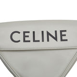 CELINE Printed Triangle Shoulder Bag 195903DCS White Leather Women's