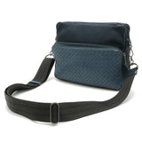 BOTTEGA VENETA Bottega Veneta Intrecciato Shoulder Bag Nylon Canvas Leather Navy Blue 407391