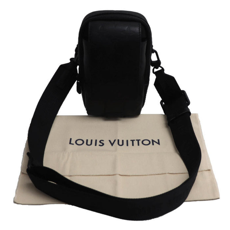 LOUIS VUITTON Louis Vuitton Double Phone Pouch Shoulder Bag Monogram Shadow Black M81323 Men's