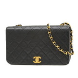 Chanel Matelasse Full Flap Chain Shoulder Bag Lambskin Black A02500