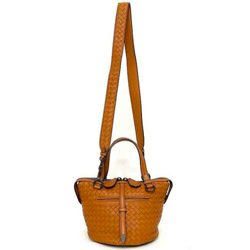 Bottega Veneta Handbag Tamboura Orange Camel Intrecciato 535263 Leather BOTTEGA VENETA Bucket Tote Bag Ladies