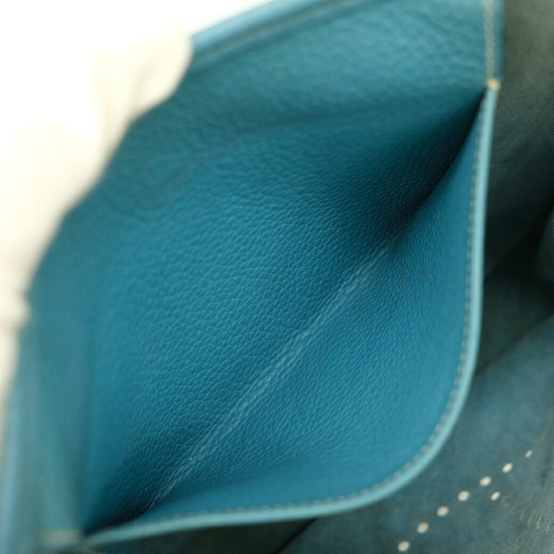 HERMES Evelyn 1 PM Shoulder Bag in Taurillon Clemence Leather and Blue Jean