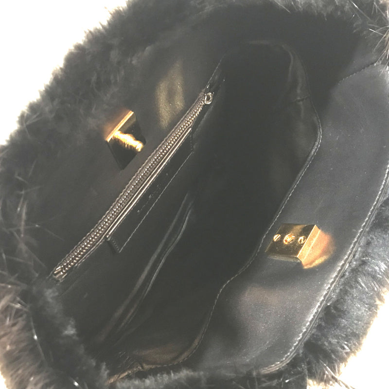 Balenciaga cable bag fur tote Hand Bag Black