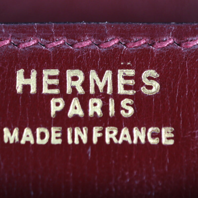 HERMES Hermes Liddy Shoulder Bag Box Calf Rouge Ash Bordeaux Gold Hardware 2WAY Clutch 〇G Engraved Vintage