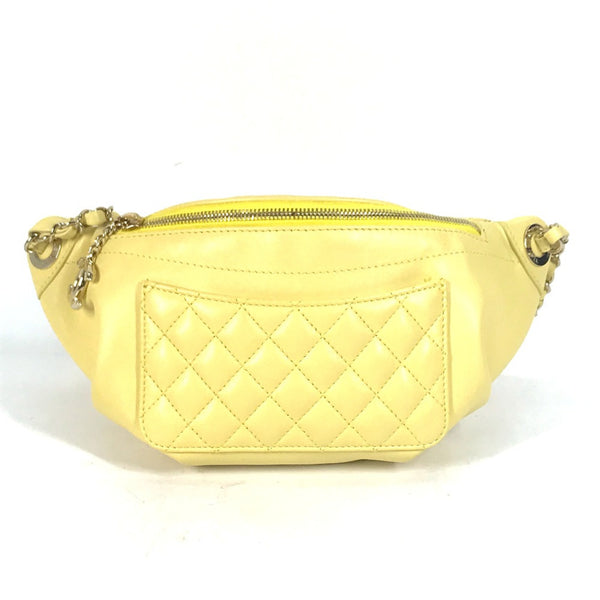 Chanel A57832 Chain Belt Bag Waist Pouch Bag Cross Quilted Matelasse body bag yellow GoldHardware