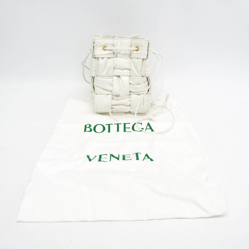 Bottega Veneta Small Cassette Baguette Bag Women's Leather Shoulder Bag White