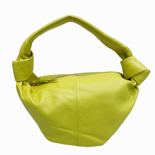 BOTTEGA VENETA DOUBLE KNOT 629635 Calfskin Leather Yellow Green Shoulder Bag Ladies