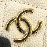 Chanel Chain Shoulder Bag Coco Mark Matelasse Vanity Trump Small Caviar Skin AP3078 White